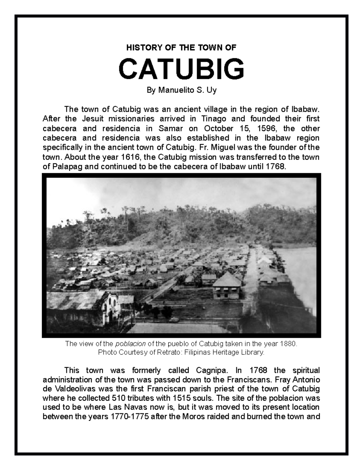 History of Catubig: From Ancient Village to Modern Town - Studocu