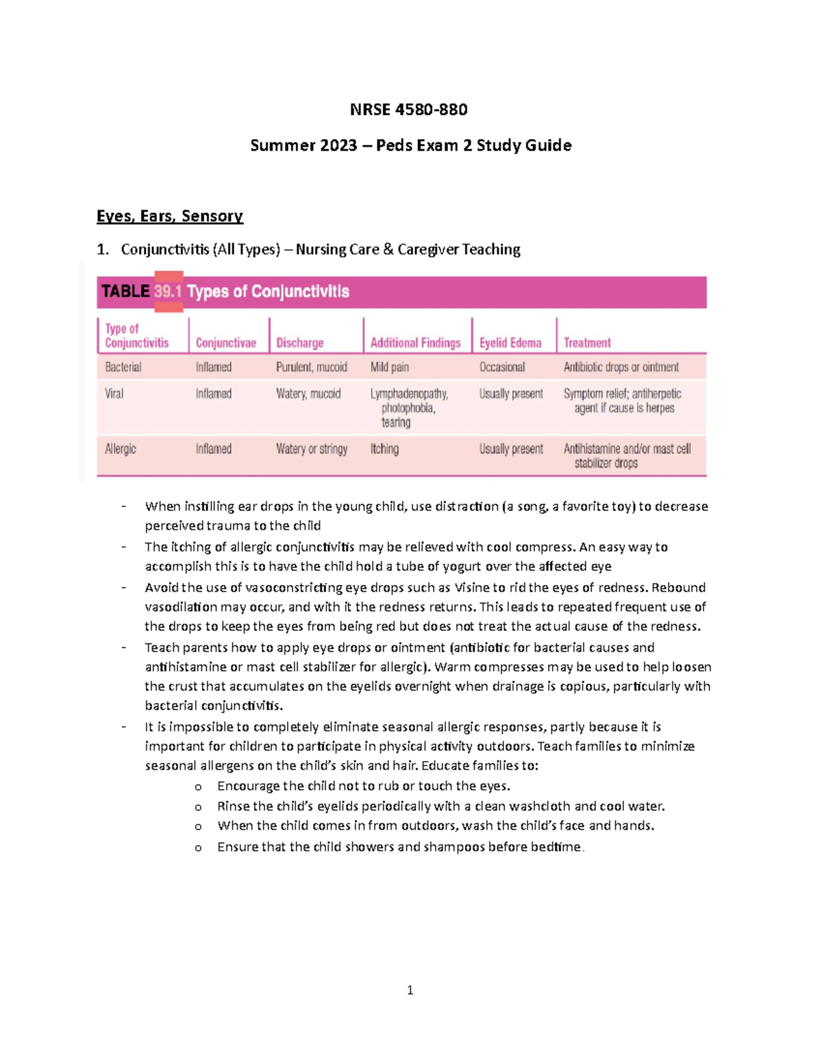 PEDS 4580 - Summer 2023 Pediatric Exam 2 Study Guide & Nursing Care ...