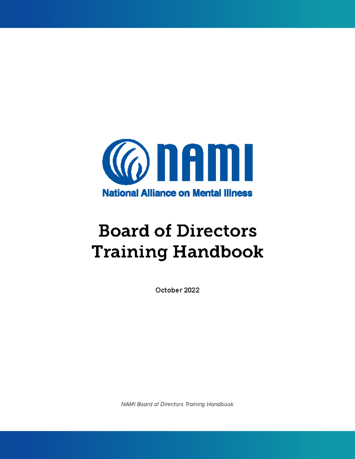 NAMI Board of Directors Training Handbook - Orientation & Operations ...