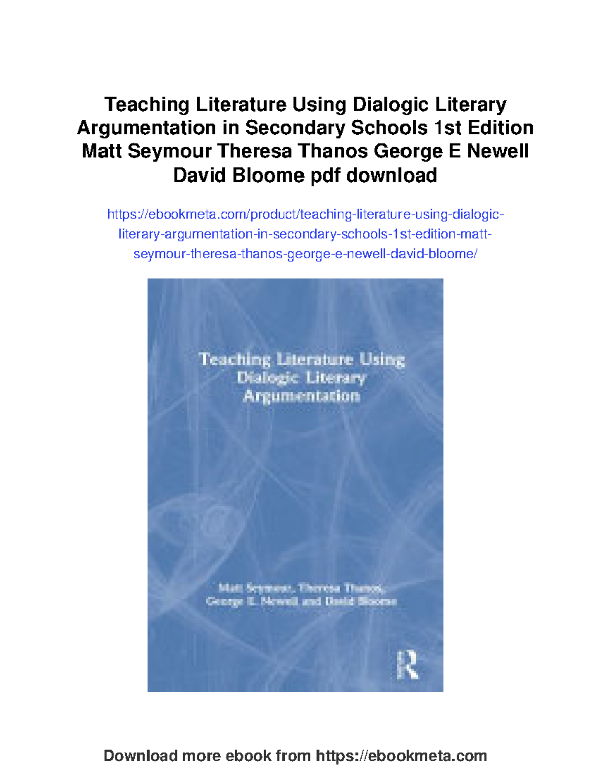 Teaching literature through dialogic literary argumentation in ...