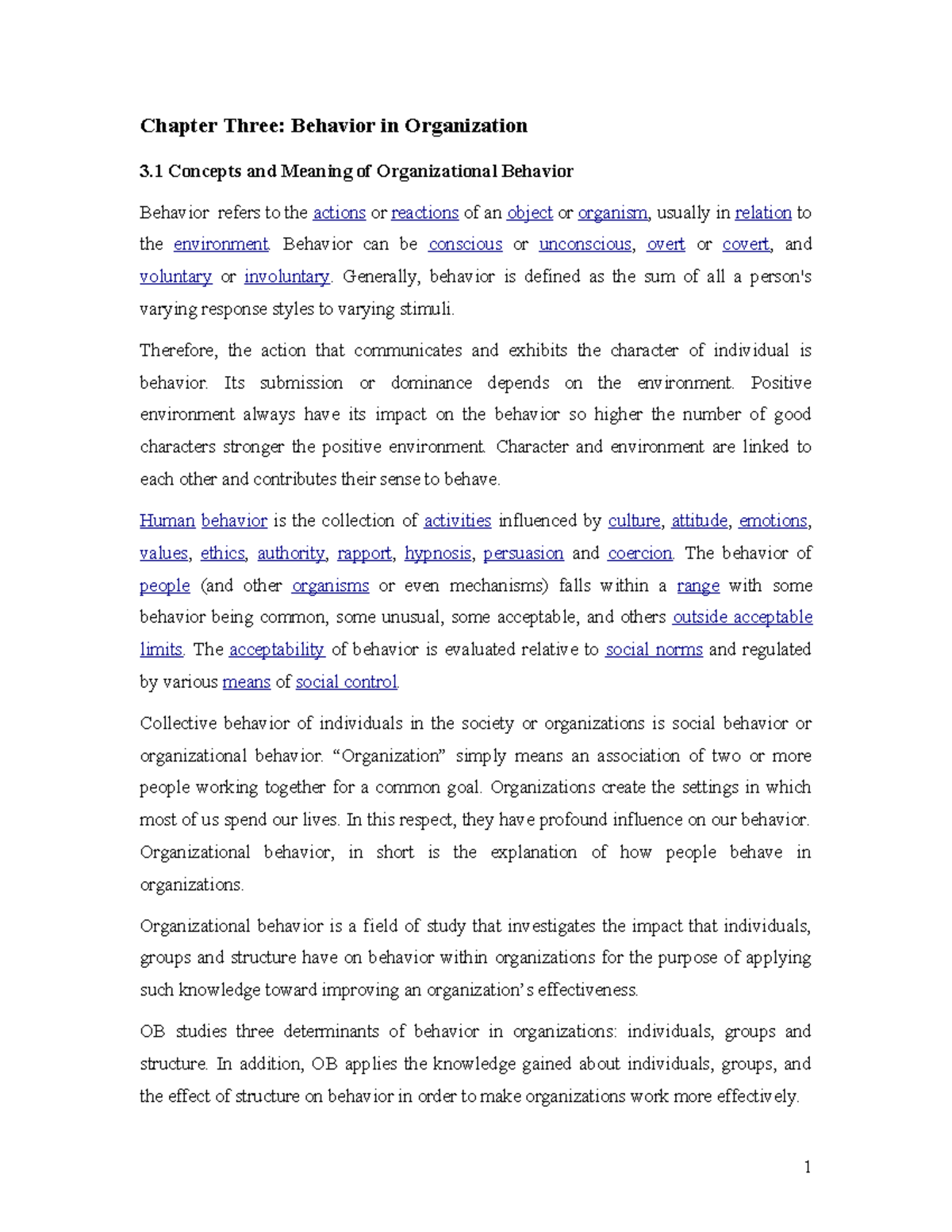 Ch 3: Understanding Behavior in Organizations and Its Impact - Studocu