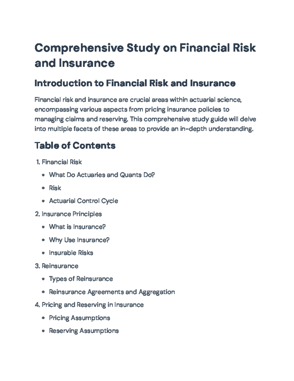 Comprehensive Guide to Financial Risk and Insurance Principles ...