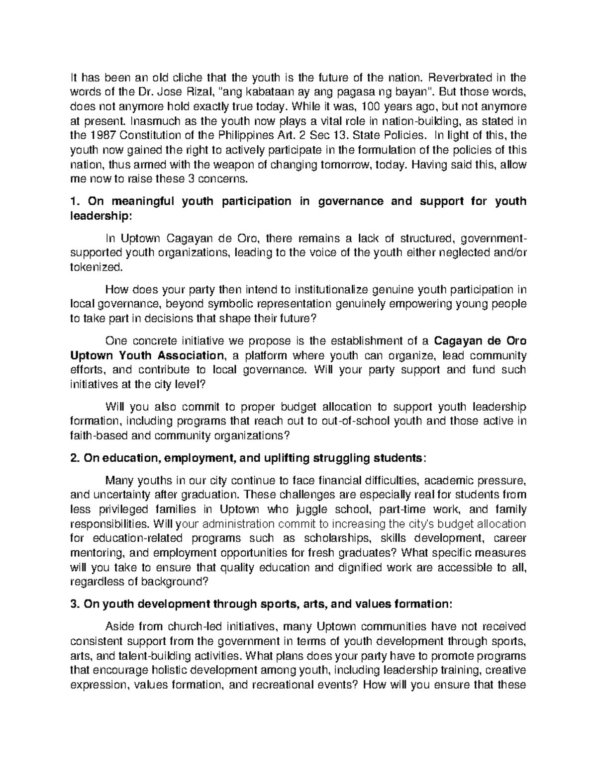 People's Forum: Empowering Youth Participation in Governance and ...