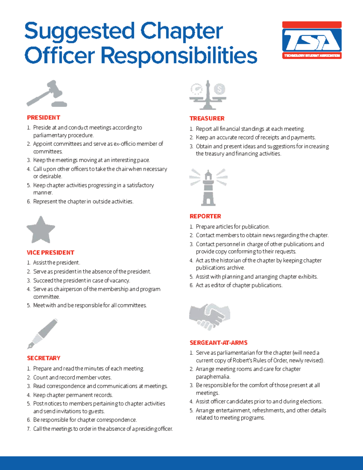 Chapter Responsibilities - Suggested Chapter Officer Responsibilities ...
