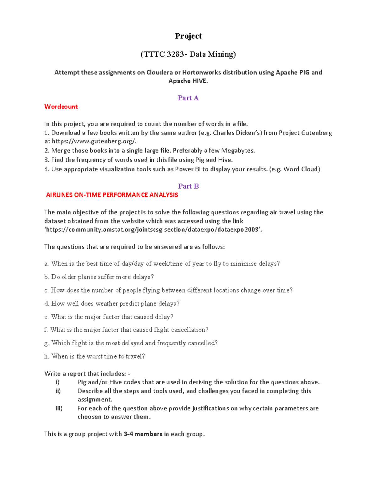 Data Mining Project (TTTC 3283) - Hadoop Assignments & Analysis - Studocu