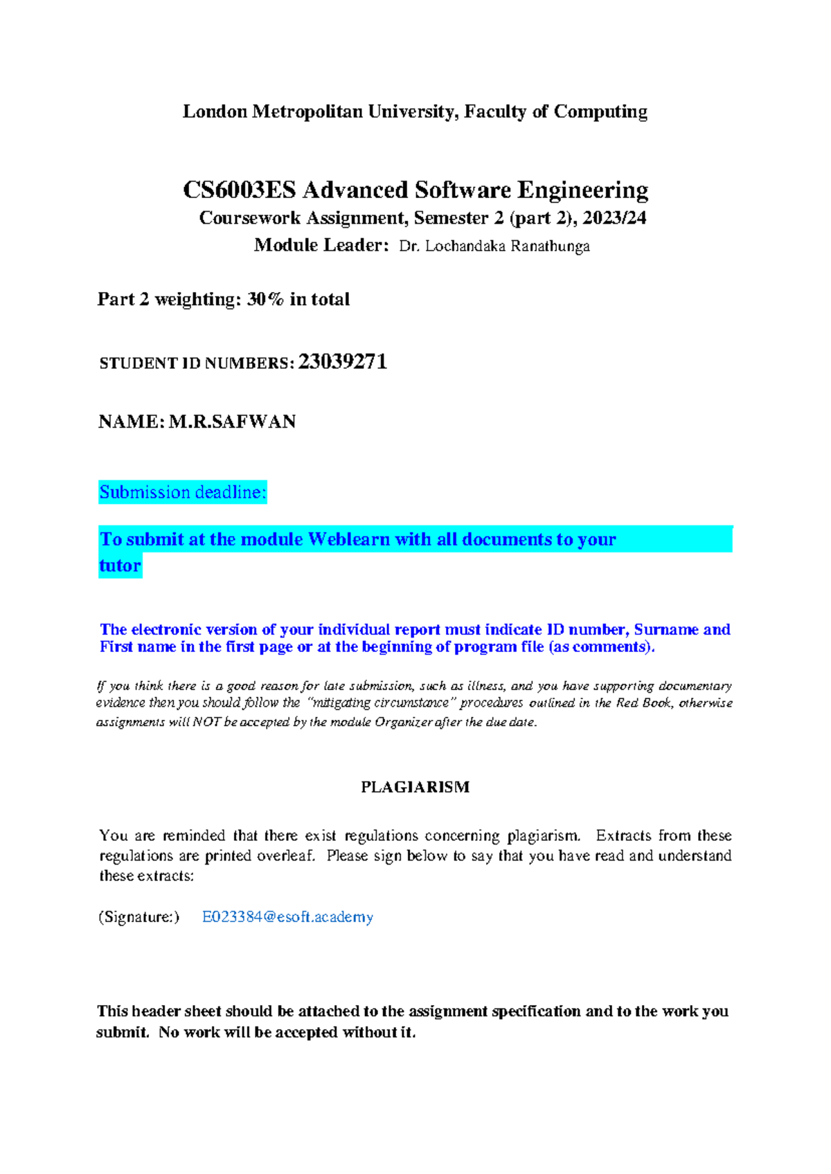 CS6003ES Advanced Software Engineering Coursework 2: City Taxi Project ...