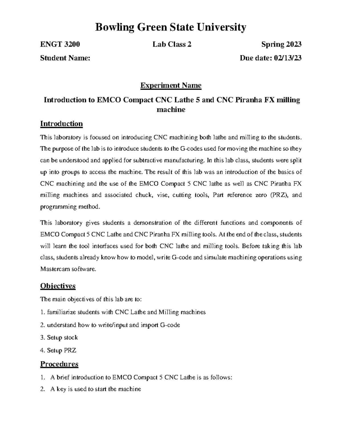 CNC lab 2 Template - Assignment - ENGT 3200 Lab Class 2 Spring 2023 ...