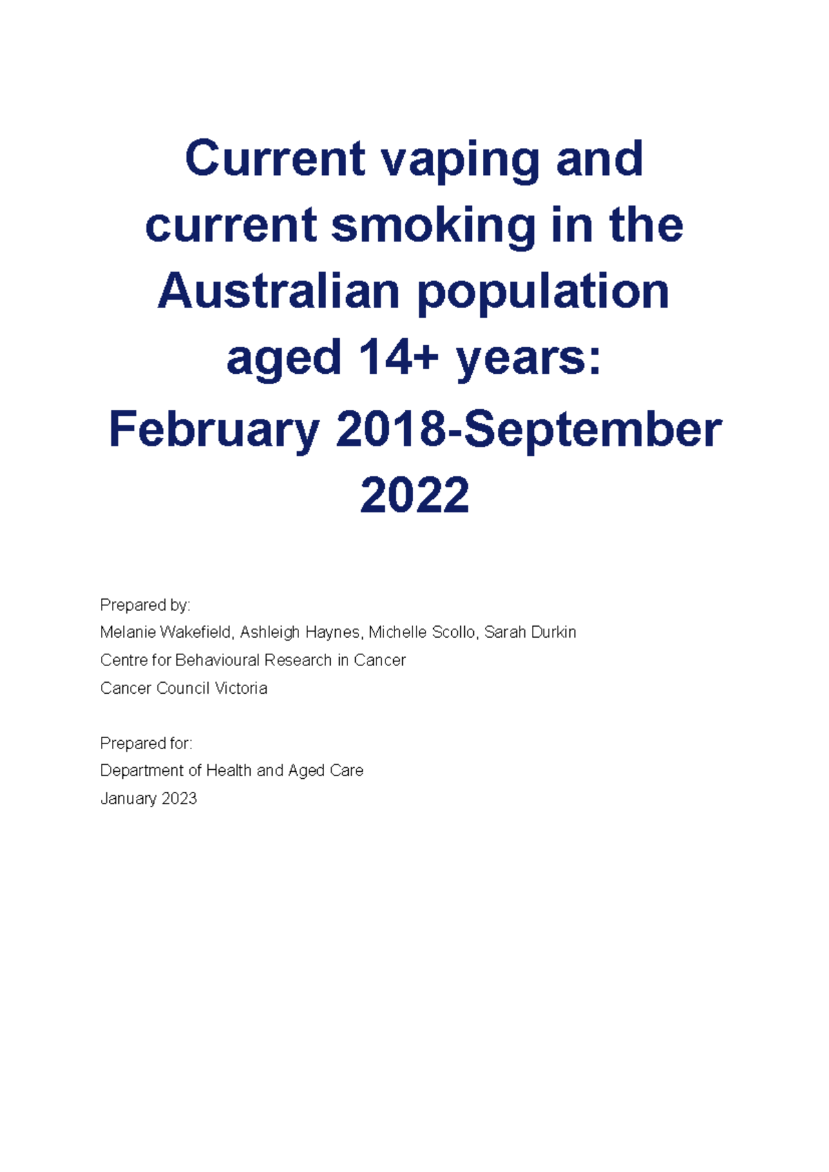 Current Vaping and Smoking Trends in Australia (Aged 14+, Feb 2018 ...