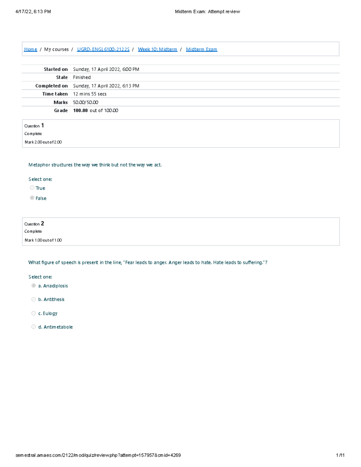 Midterm Exam Attempt review Purposive Communication 2 - Home / My ...