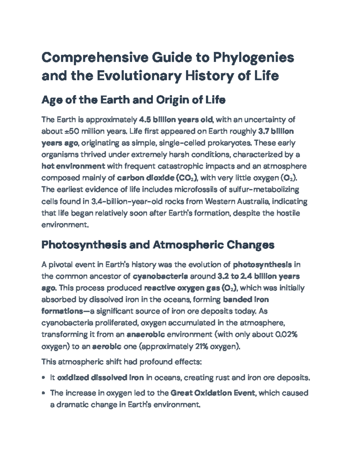 Comprehensive Guide to Phylogenies and Evolutionary History (BIO101 ...