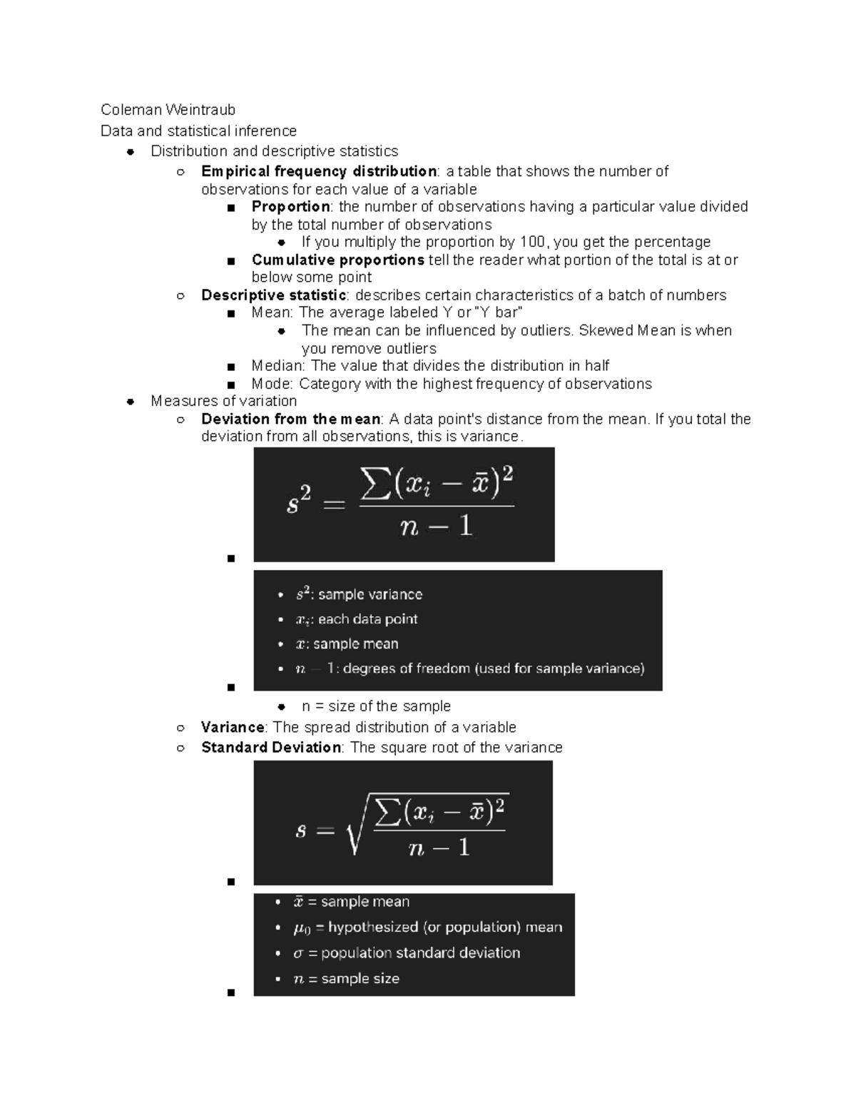 Data and Statistical Inference Notes: Key Concepts & Techniques - Studocu