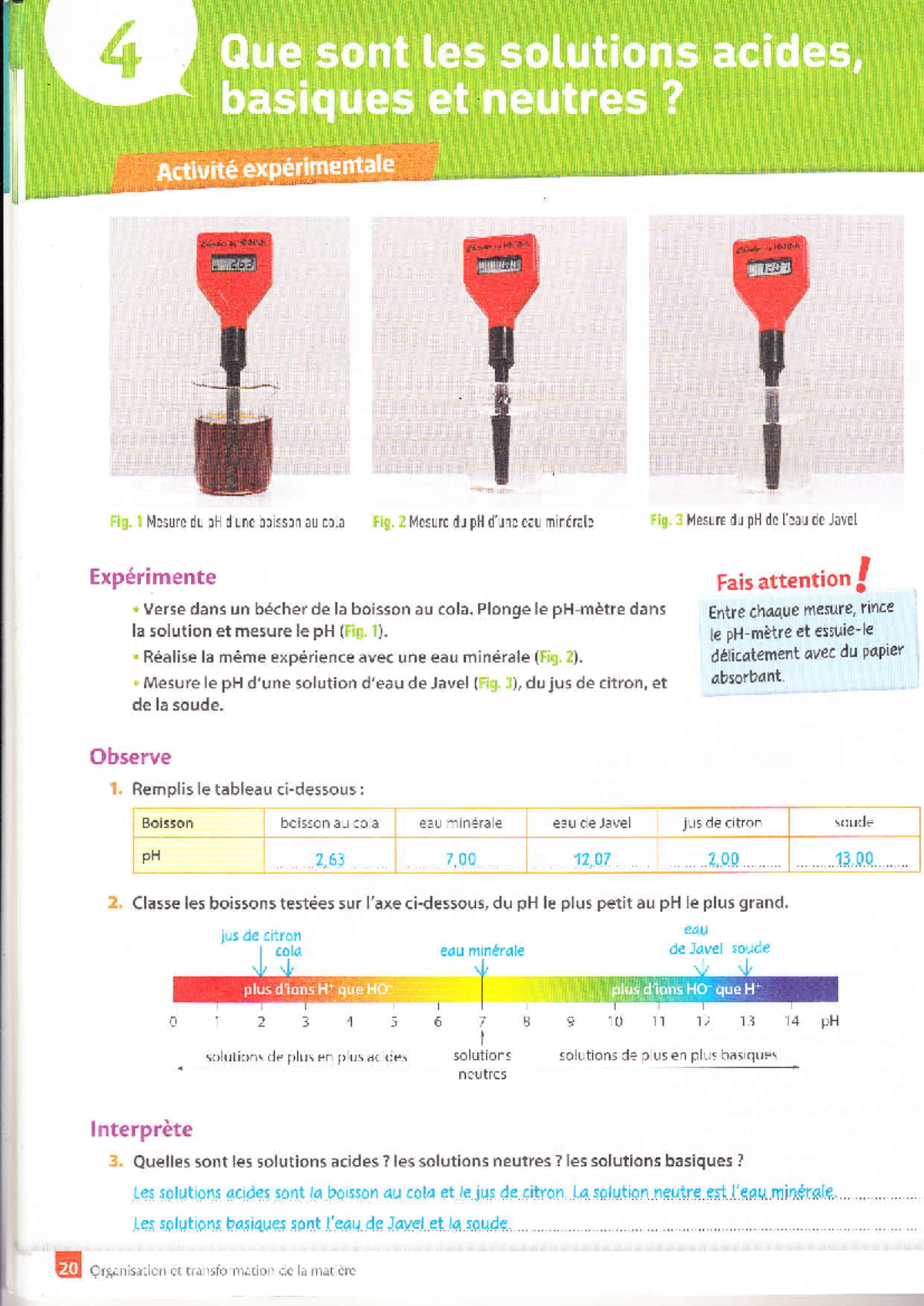 Mesure du pH : Expériences avec des Solutions Acides et Basique (PH 101 ...