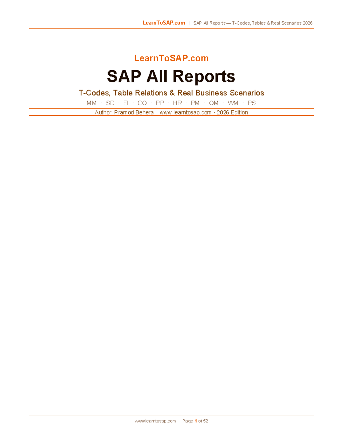 SAP All Reports Tables: Real Scenarios & Insights (2026 Edition) - Studocu