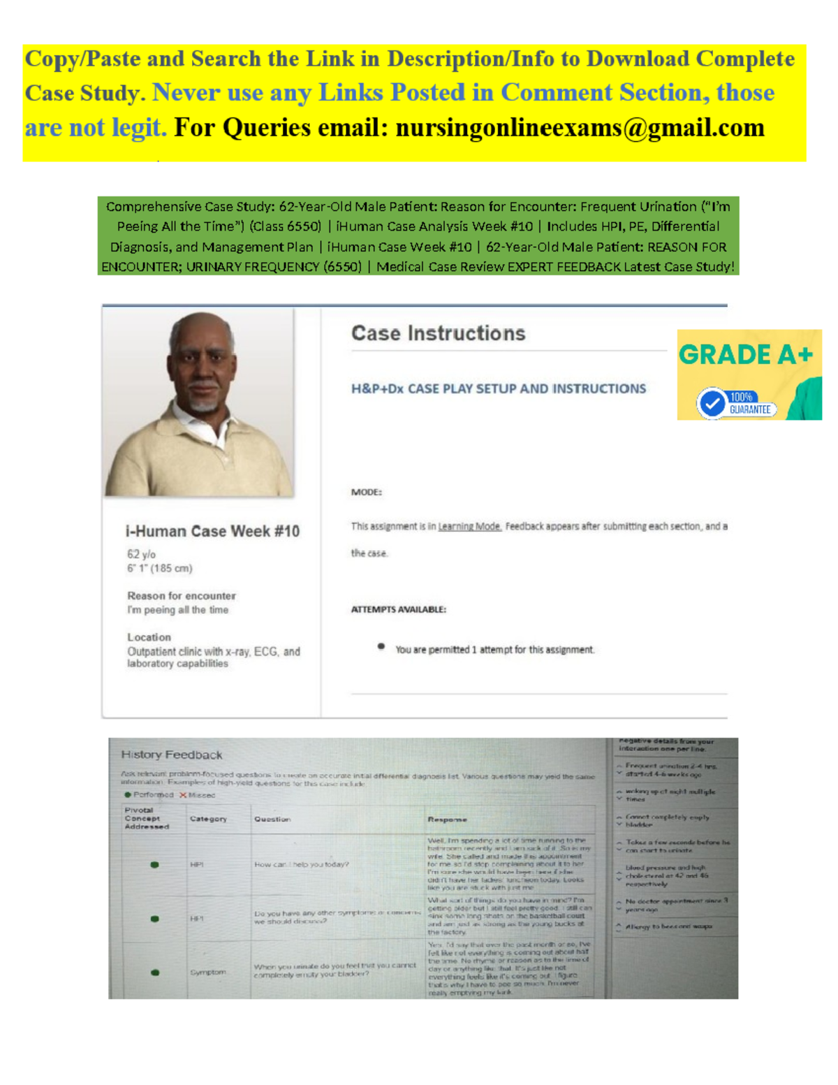 62-Year-Old Male Case Study Frequent Urination (“I’m Peeing All the ...
