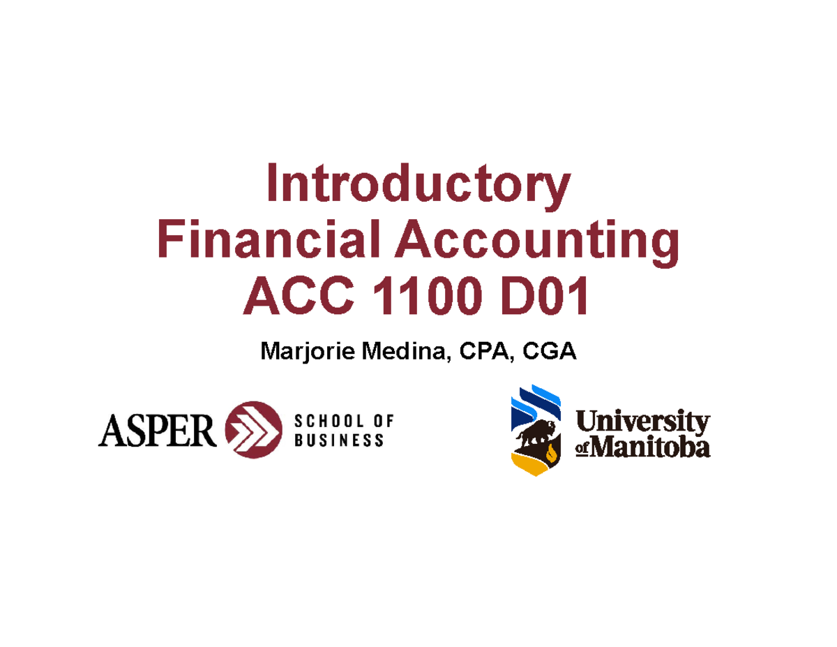 Introduction to ACC 1100 D: The Accounting Information System - Studocu