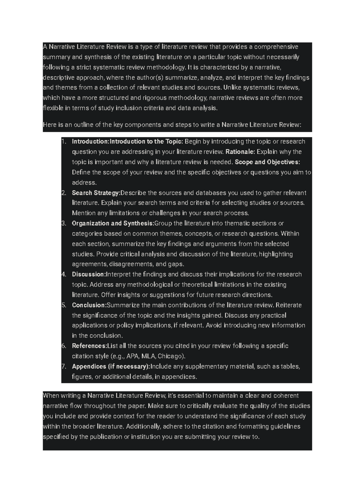 Narrative Lit Review Guidelines: Key Components and Steps to Follow ...