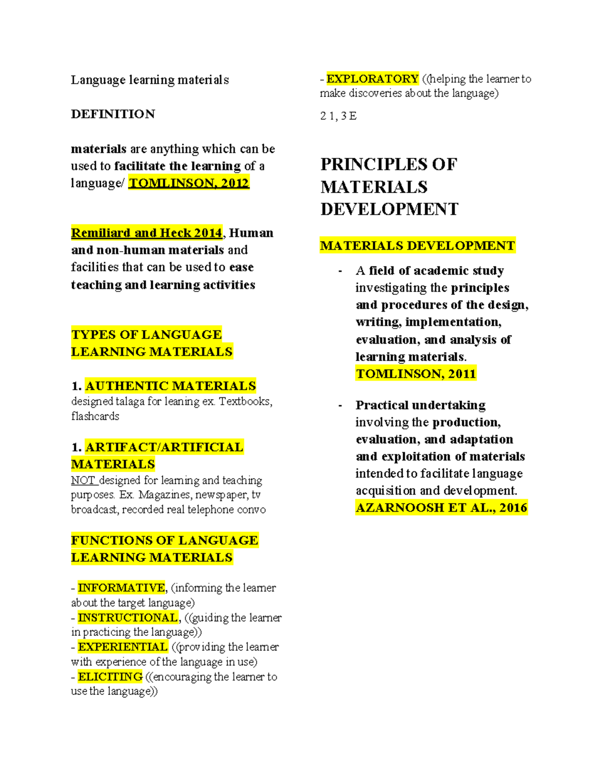 Language Learning Materials: Types, Functions, and Development ...