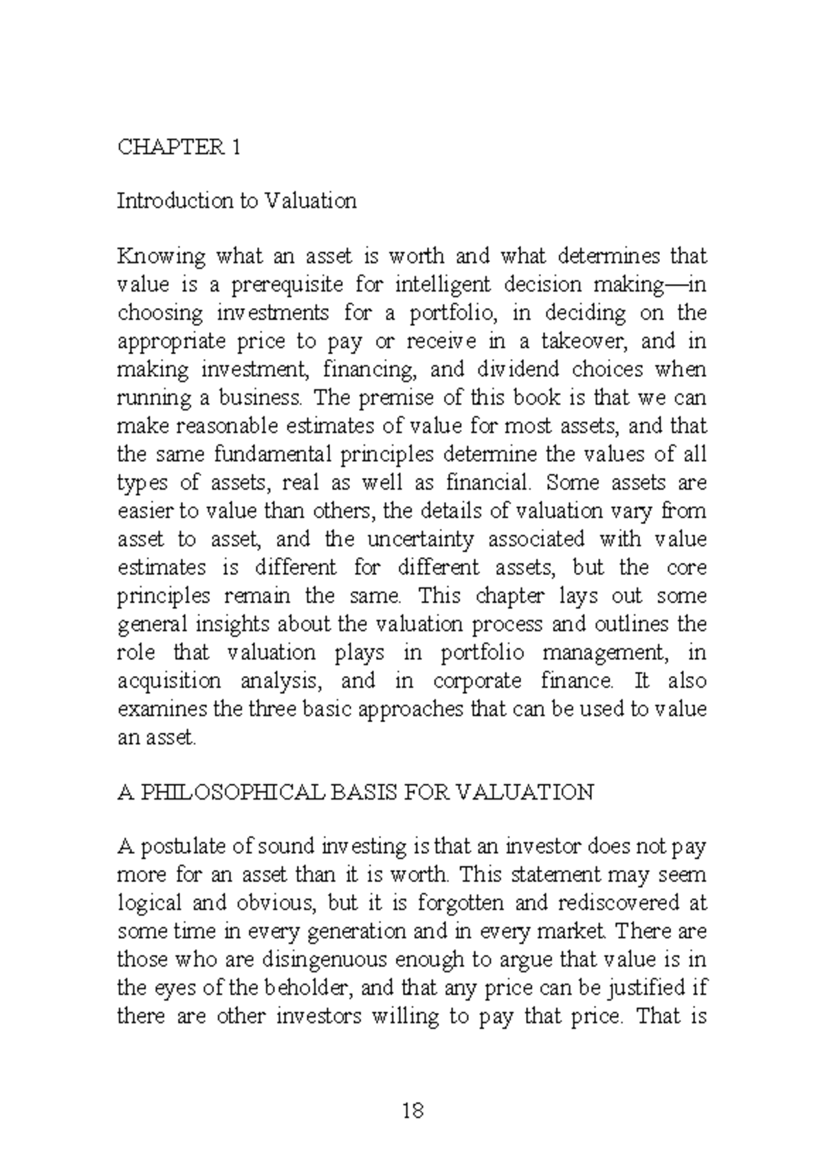 18-63 - Chapter 1: Introduction to Valuation and Its Processes - Studocu