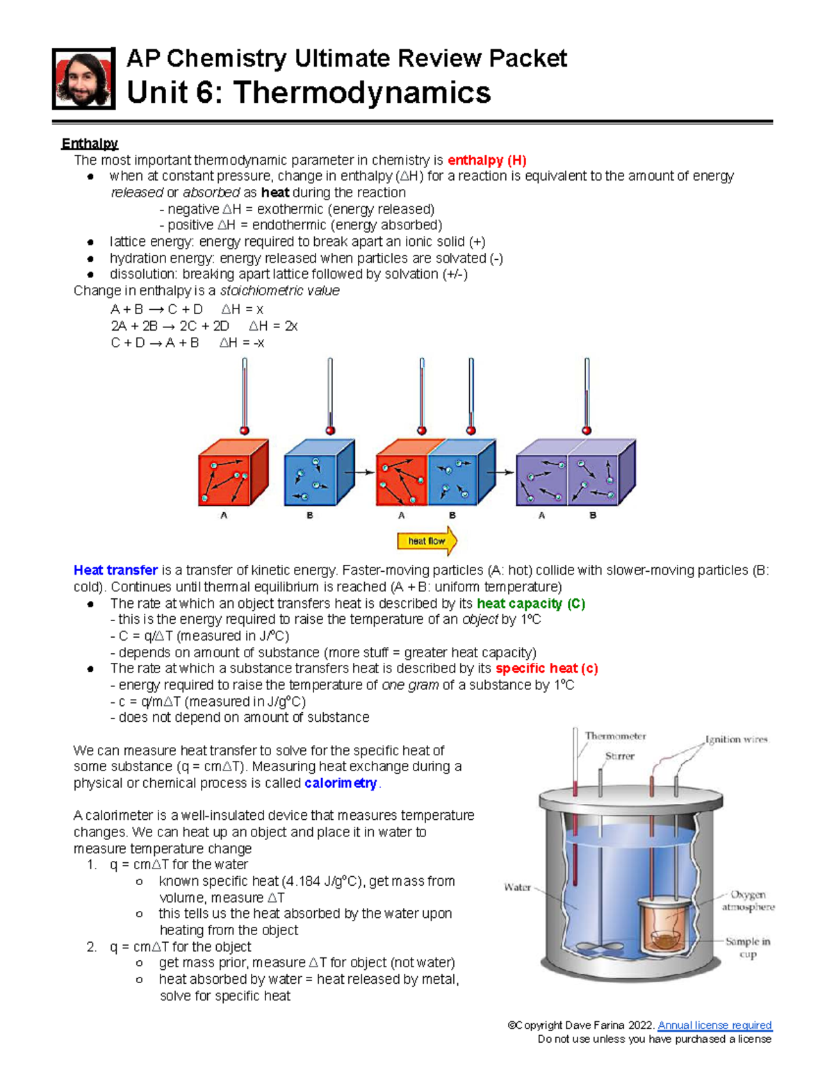 AP Chem Unit 6 Lecture Notes: Thermodynamics Overview and Concepts ...