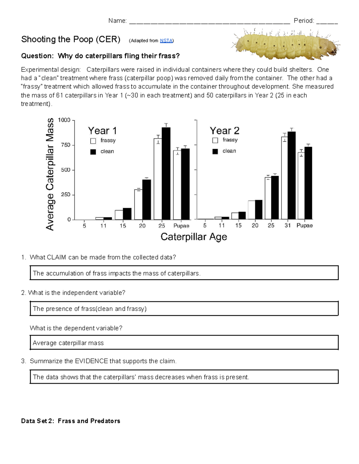 Shooting the Poop Study: Caterpillar Frass Impact Analysis - Studocu