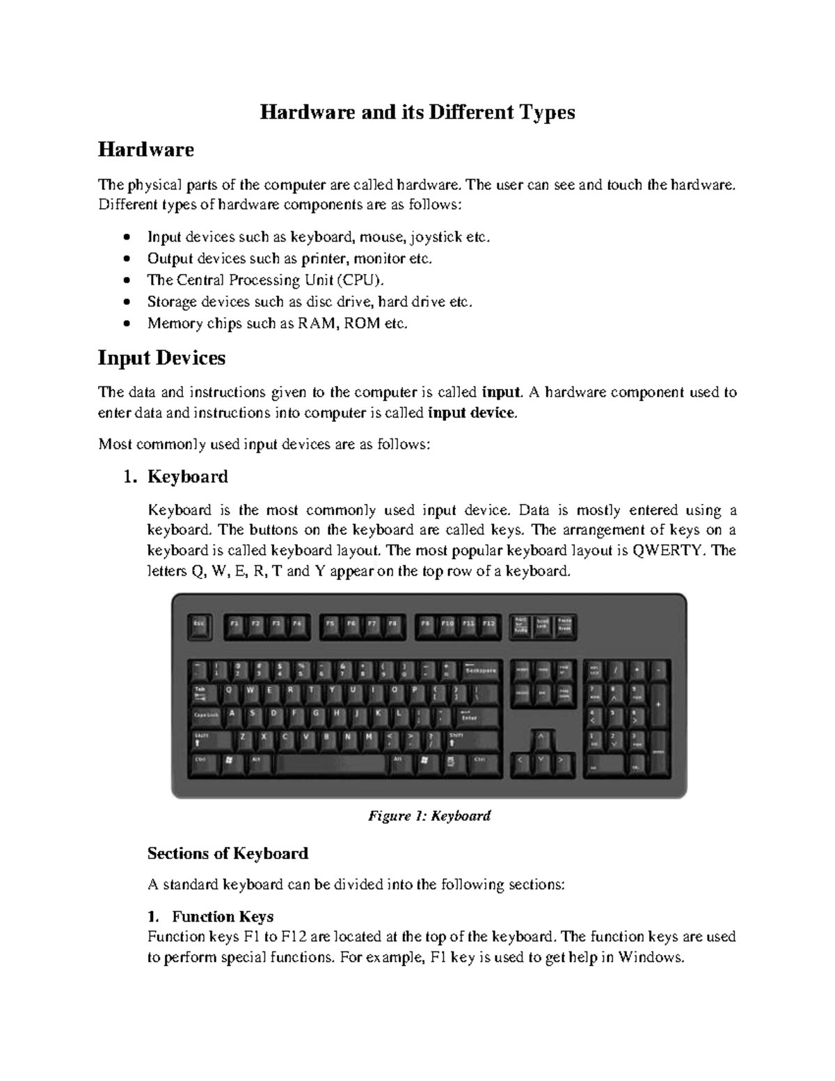 Hardware Types Overview: Input, Output, and Storage Devices - Studocu