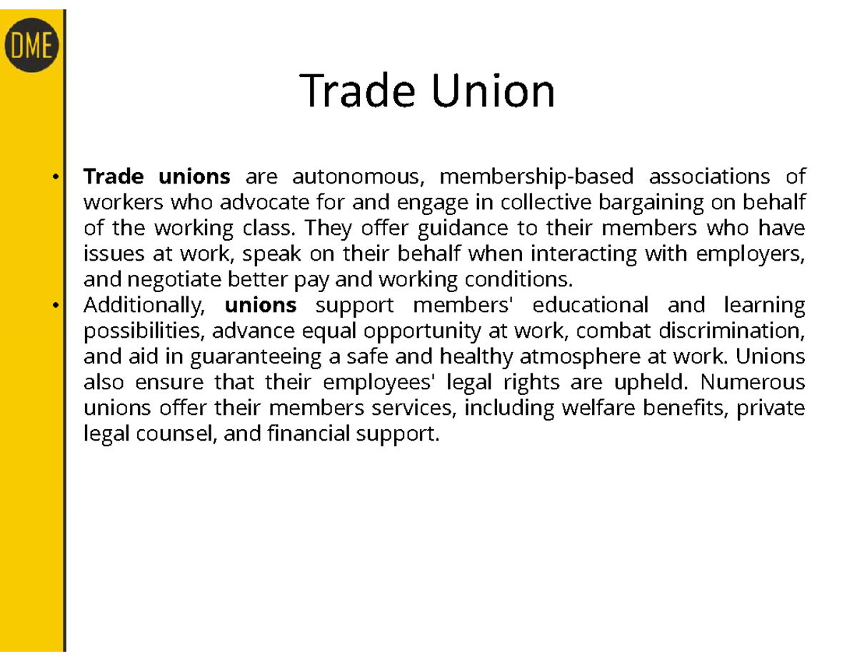 Labour Union Handouts: Understanding Trade Unions and Exploitation ...