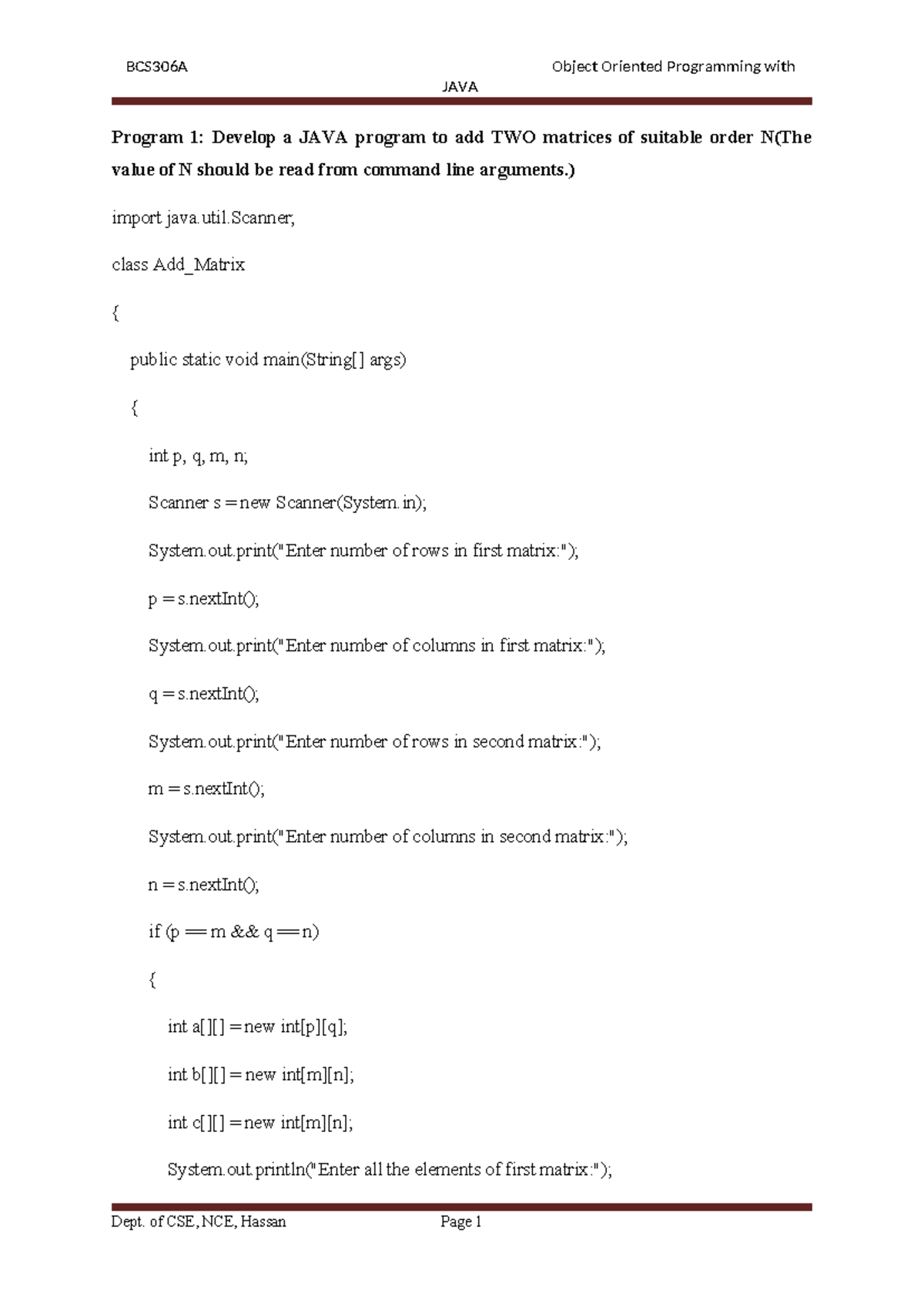 Program 1- JAVA (1) - helo java - JAVA Program 1: Develop a JAVA ...