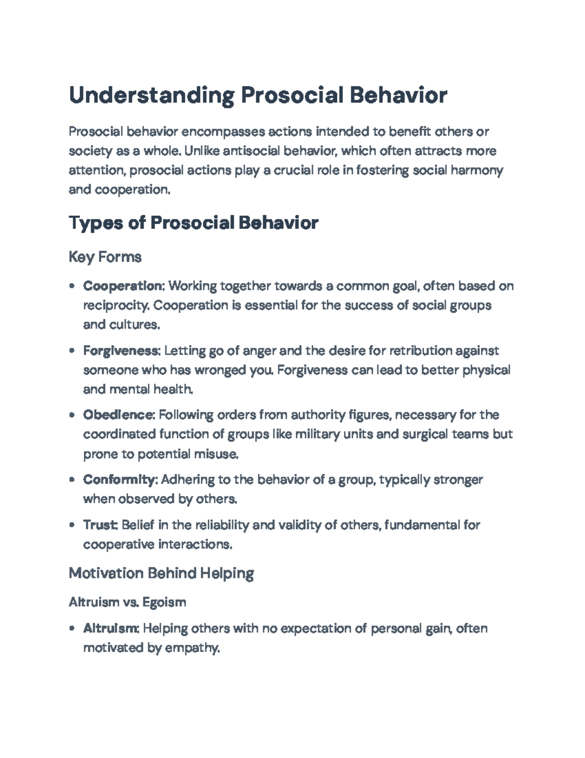 Understanding Prosocial Behavior: Key Concepts and Motivations ...