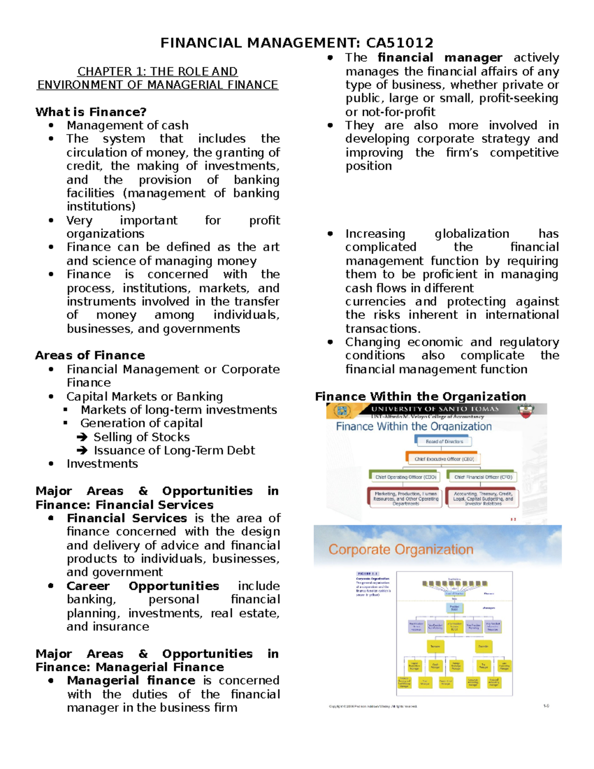 Financial Management - Comprehensive Notes on Chapters 1 & 2 - Studocu
