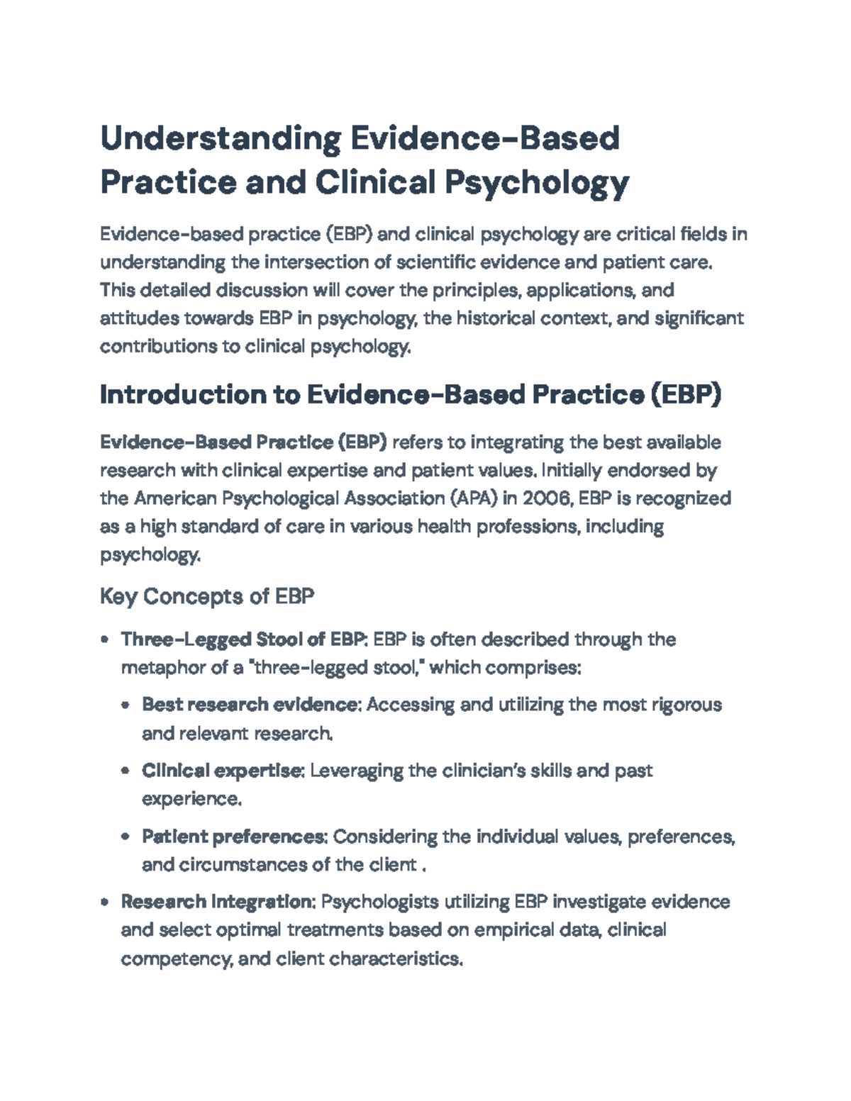 Understanding Evidence-Based Practice (EBP) in Clinical Psychology ...