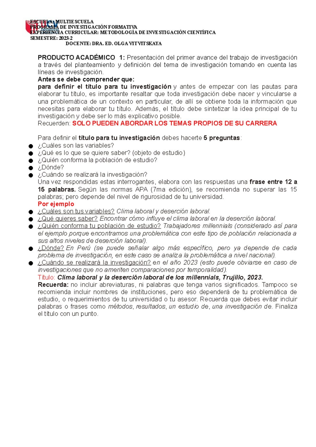 Producto Académico 1 - Elección de Título e Investigación Metodológica 2023 - Document Preview