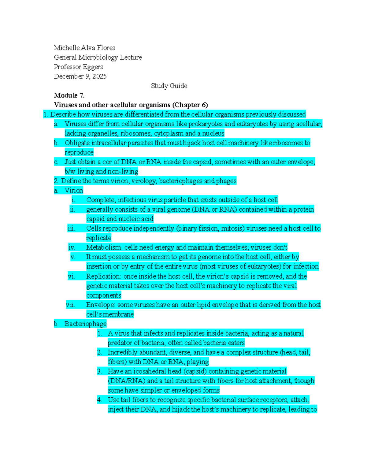 General Microbiology (BIO 101) Lecture Study Guide: Module 7 - Viruses ...