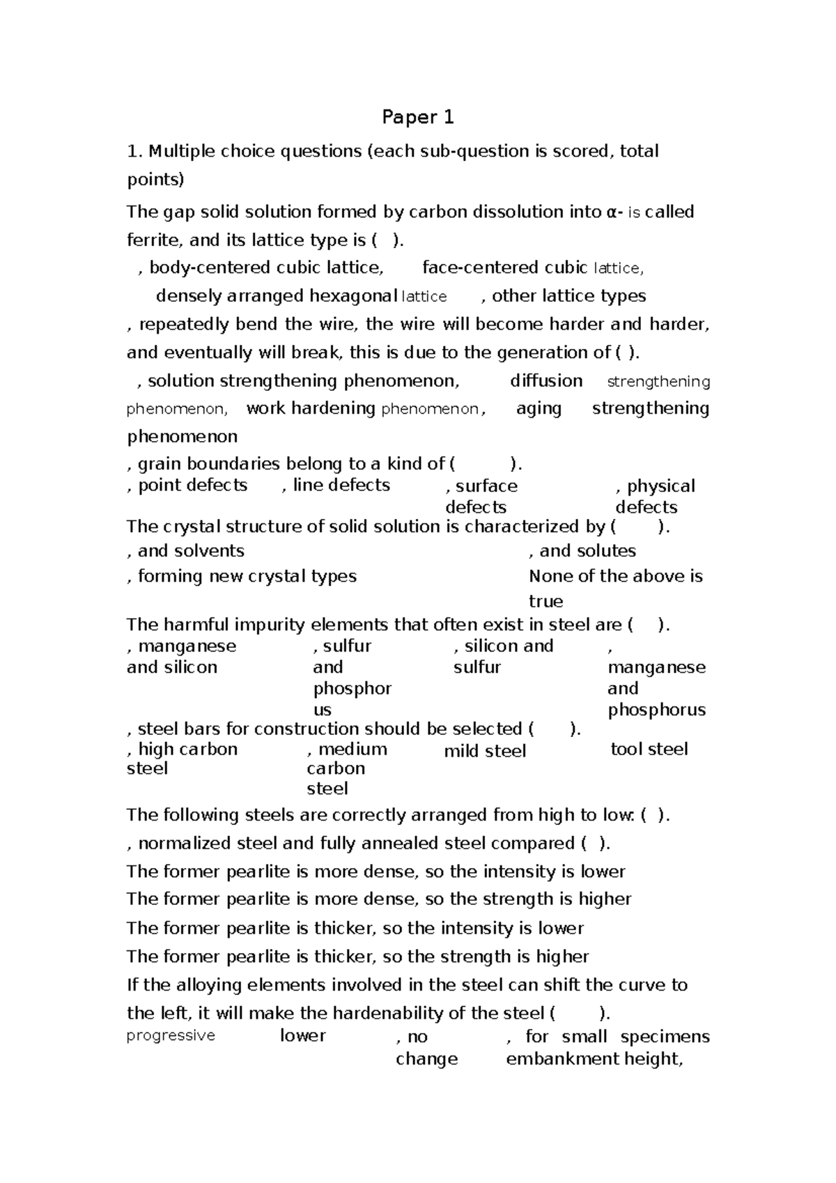 ENGR 212 Final Exam Paper 1 Review and Practice Questions - Studocu
