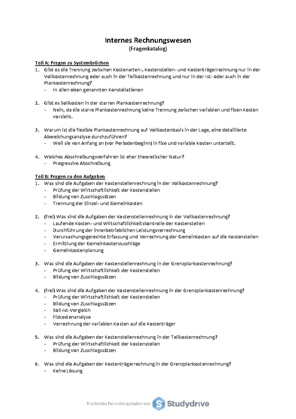 Plankostenrechnung - Kapitel 09: Vollkosten- und Grenzplankosten - Studocu