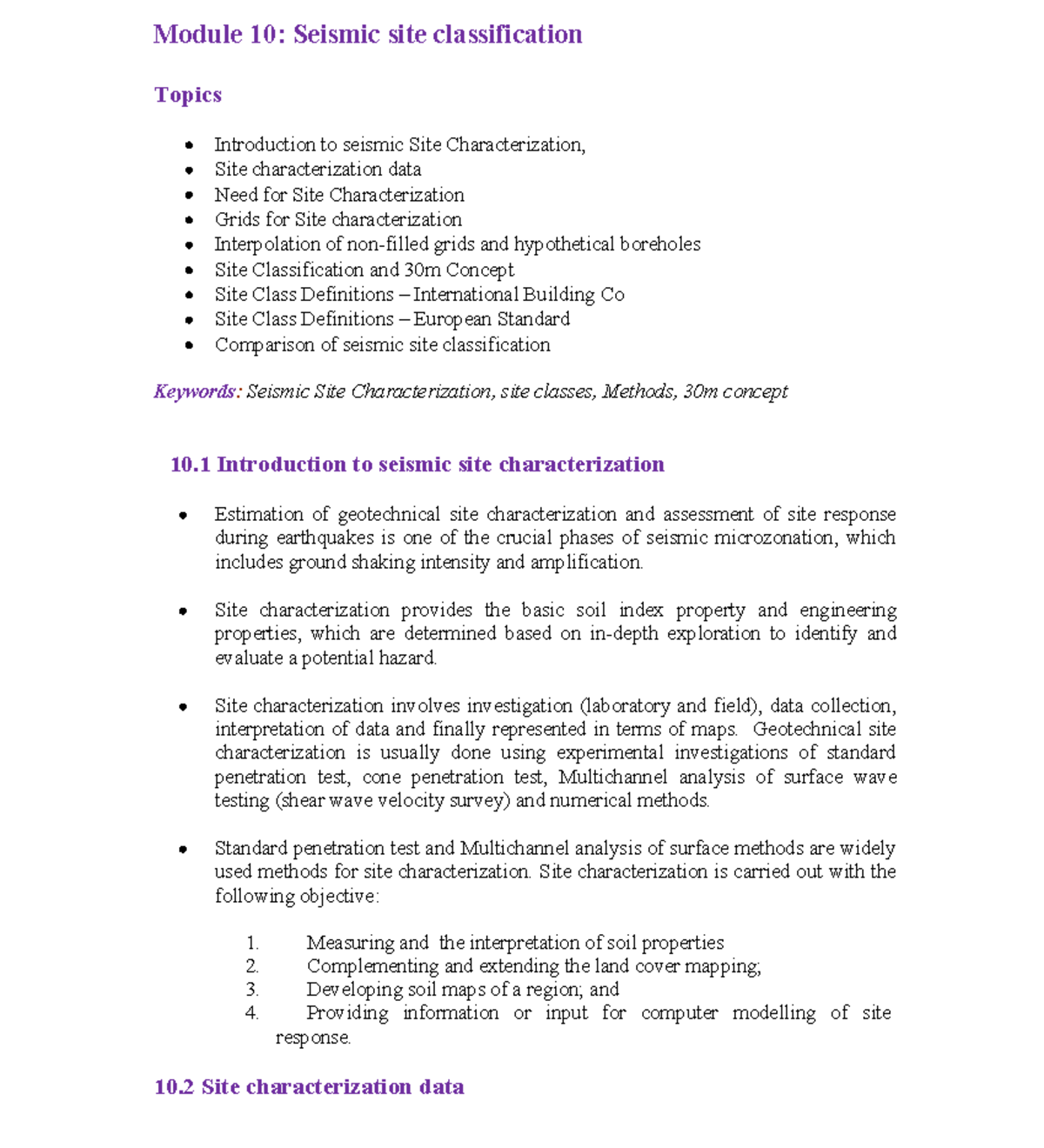 Lec10 - Seismic Site Characterization and Classifications Analysis ...