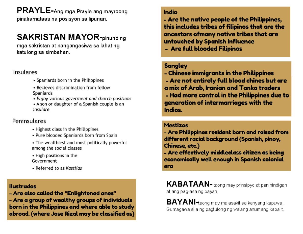 Social Classes - Reading In Philippine History - PRAYLE-Ang mga Prayle ...