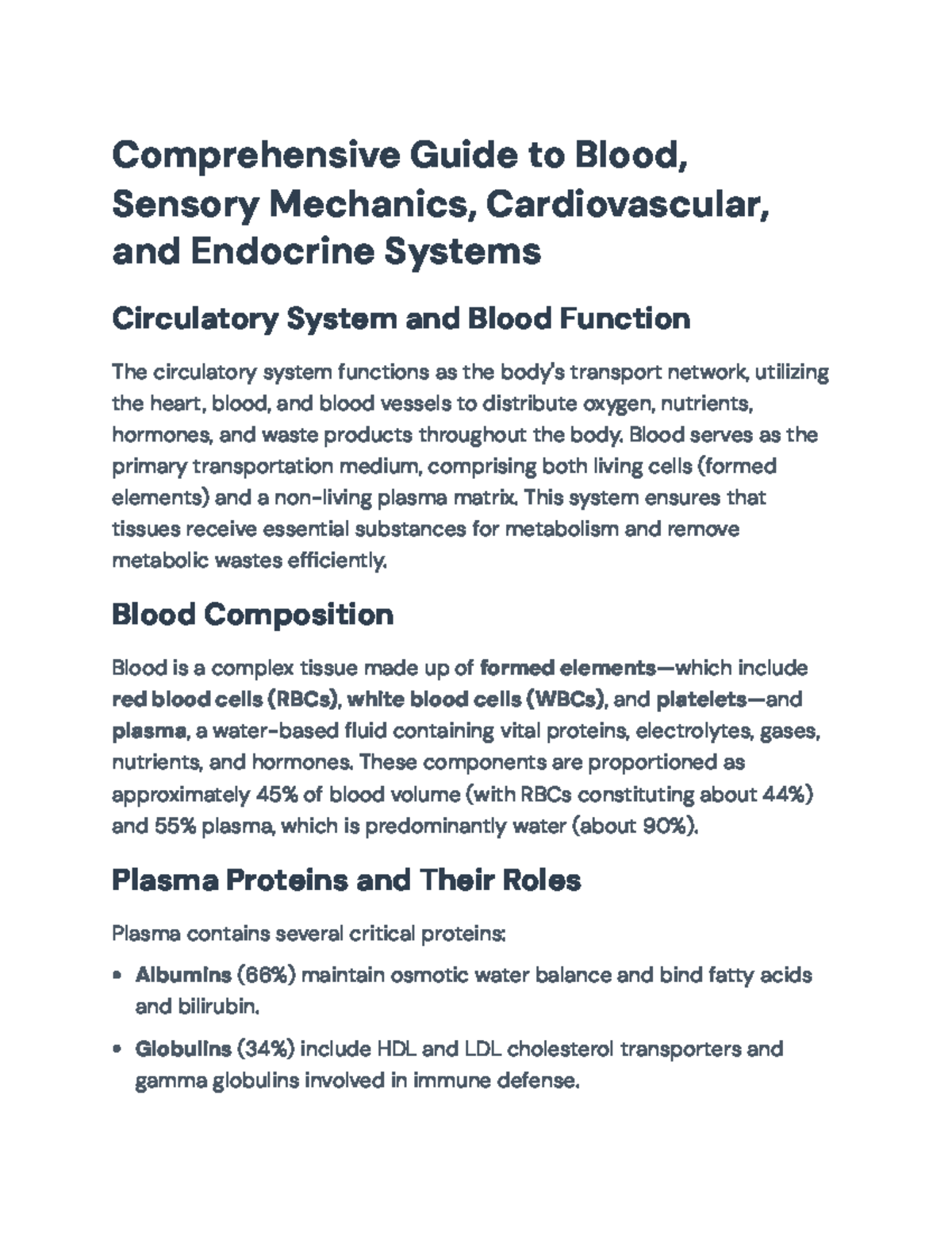 Comprehensive Study Guide: Endocrine, Cardiovascular & Blood Systems ...