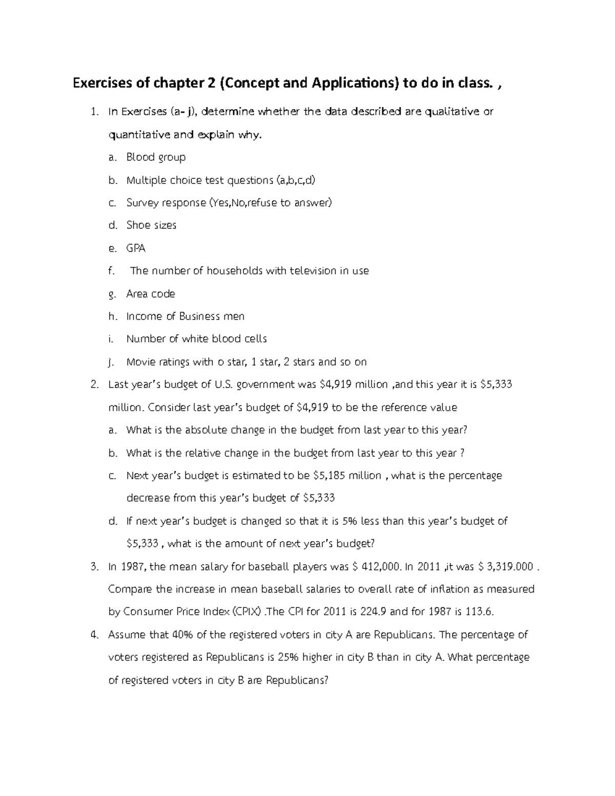 Exercises of Chapter 2 (Concepts & Applications) - Practice - Studocu