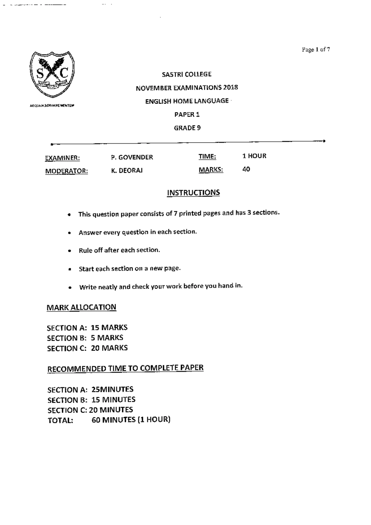 GEC 2024 Grade 9 Subject Assessment Guidelines - Studocu