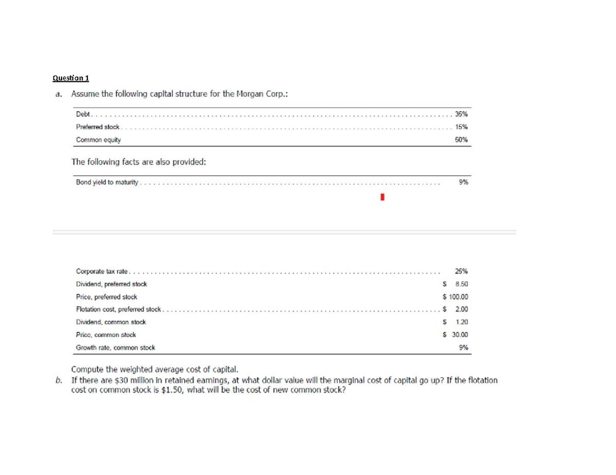 Cost of Capital Calculations - Tutorials for Finance 101 - Studocu