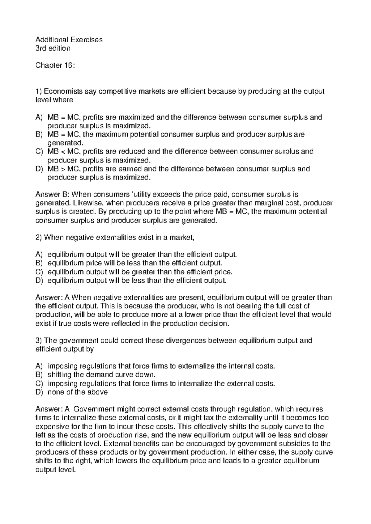 Chapter 16: Additional Exercises & Answers for Economic Concepts - Studocu