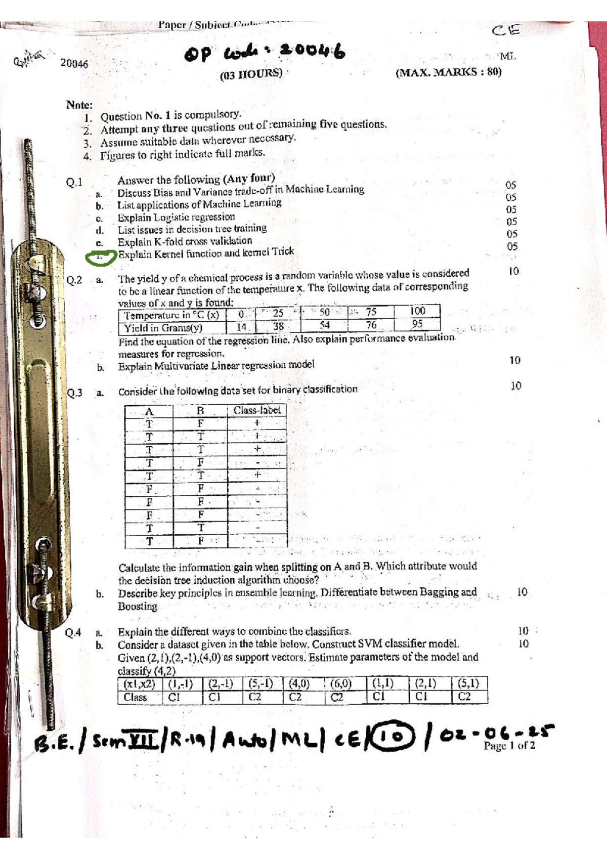 Sem 7 PYQ - Machine Learning & Natural Language Processing Exam Papers ...