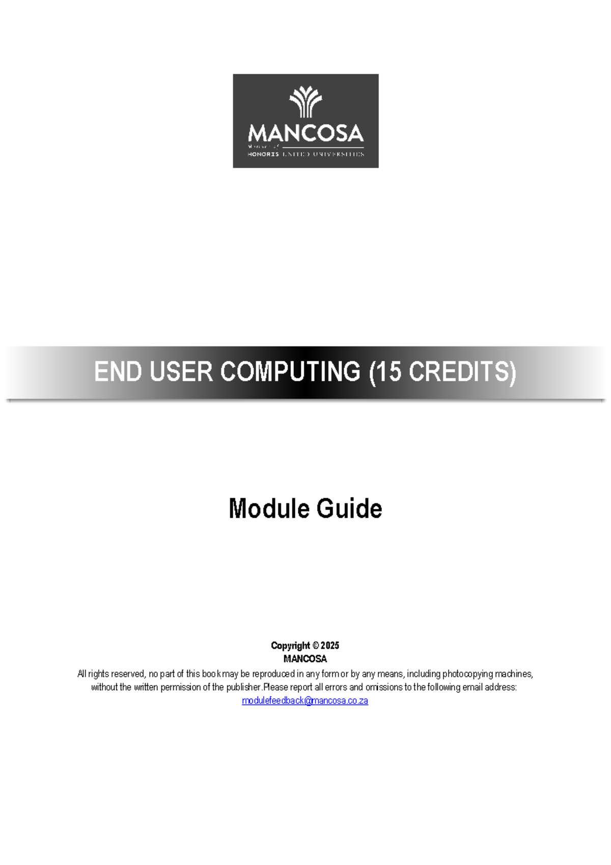 EUC515 Module Guide: End User Computing Essentials (15 Credits) - Studocu