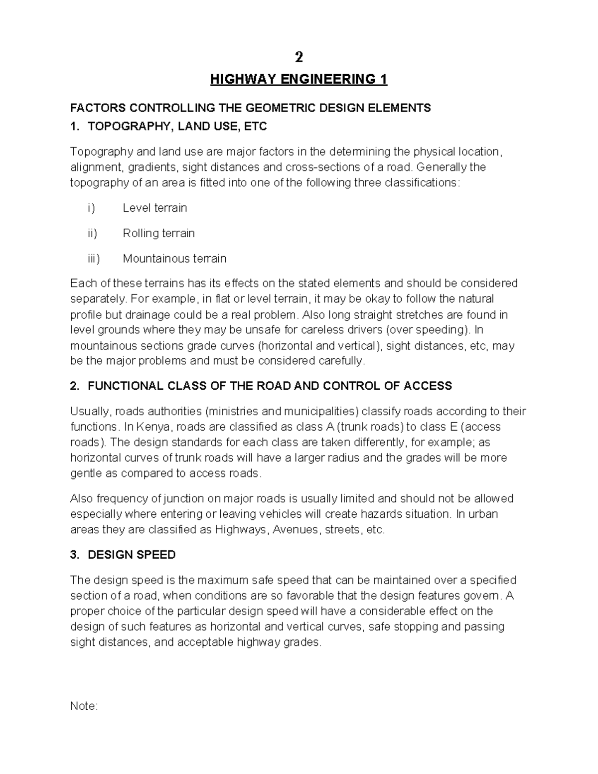 Highway Engineering 1: Factors Influencing Geometric Design Elements ...