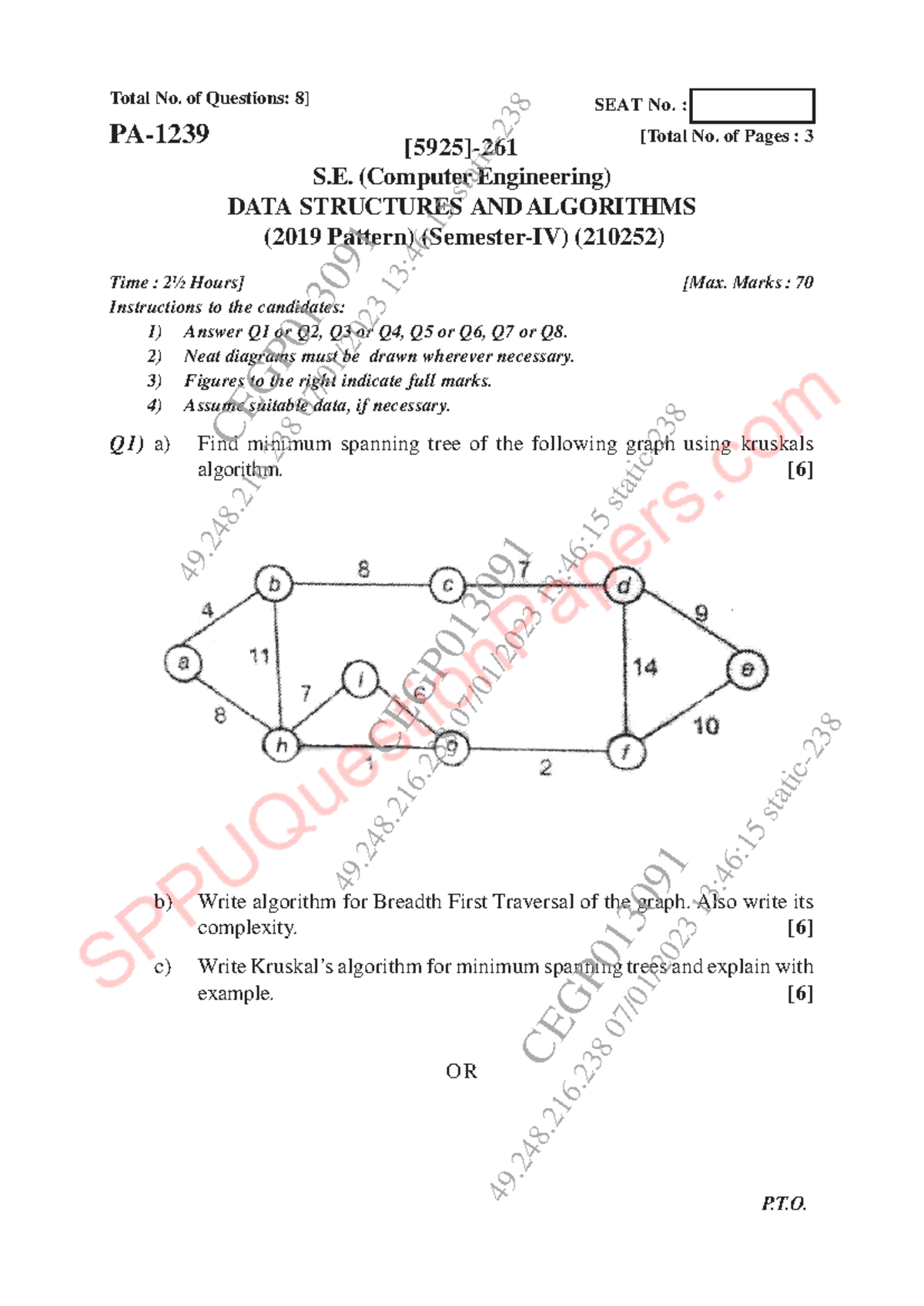 S.E. Computer Engineering 210252 Nov 2022 DSA Exam Questions - Studocu
