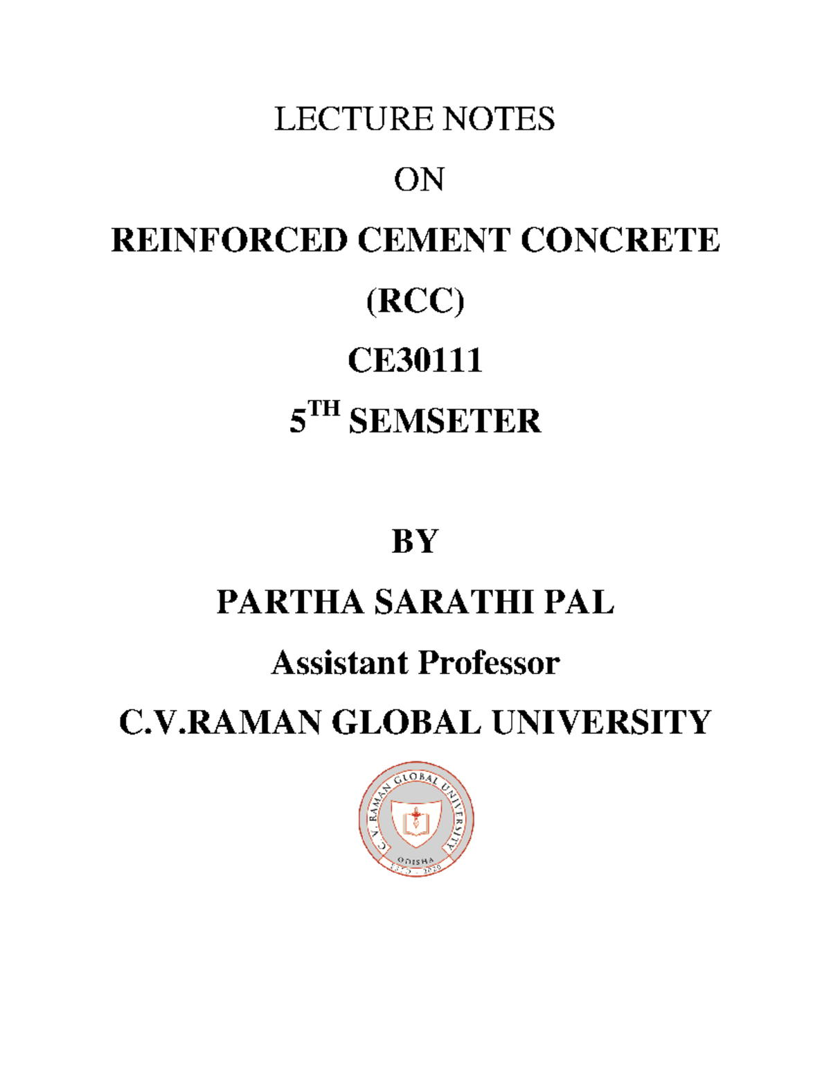Lecture Notes on RCC Design - CE 5th Semester - Studocu