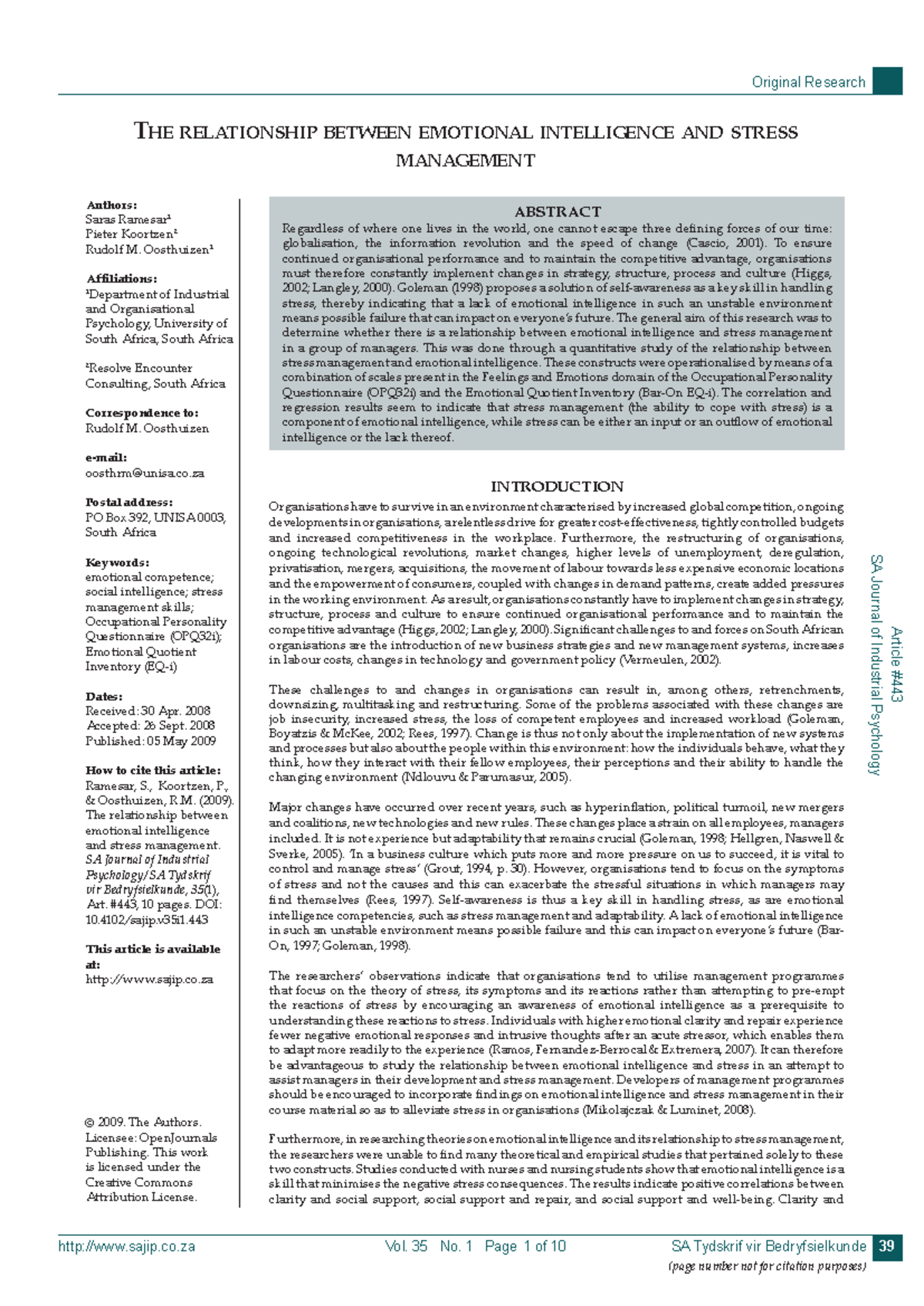 The Relationship Between Emotional Intelligence and Stress Management ...