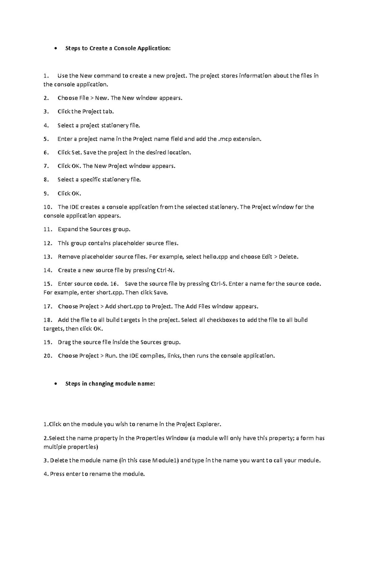 Computer 10 - Console Application Creation Steps and Notes - Studocu