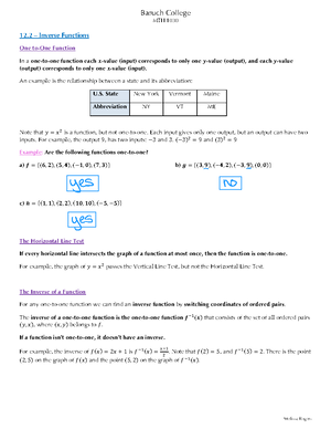 Exponential Functions Concepts and Examples - MTH 1030 Notes - Baruch ...