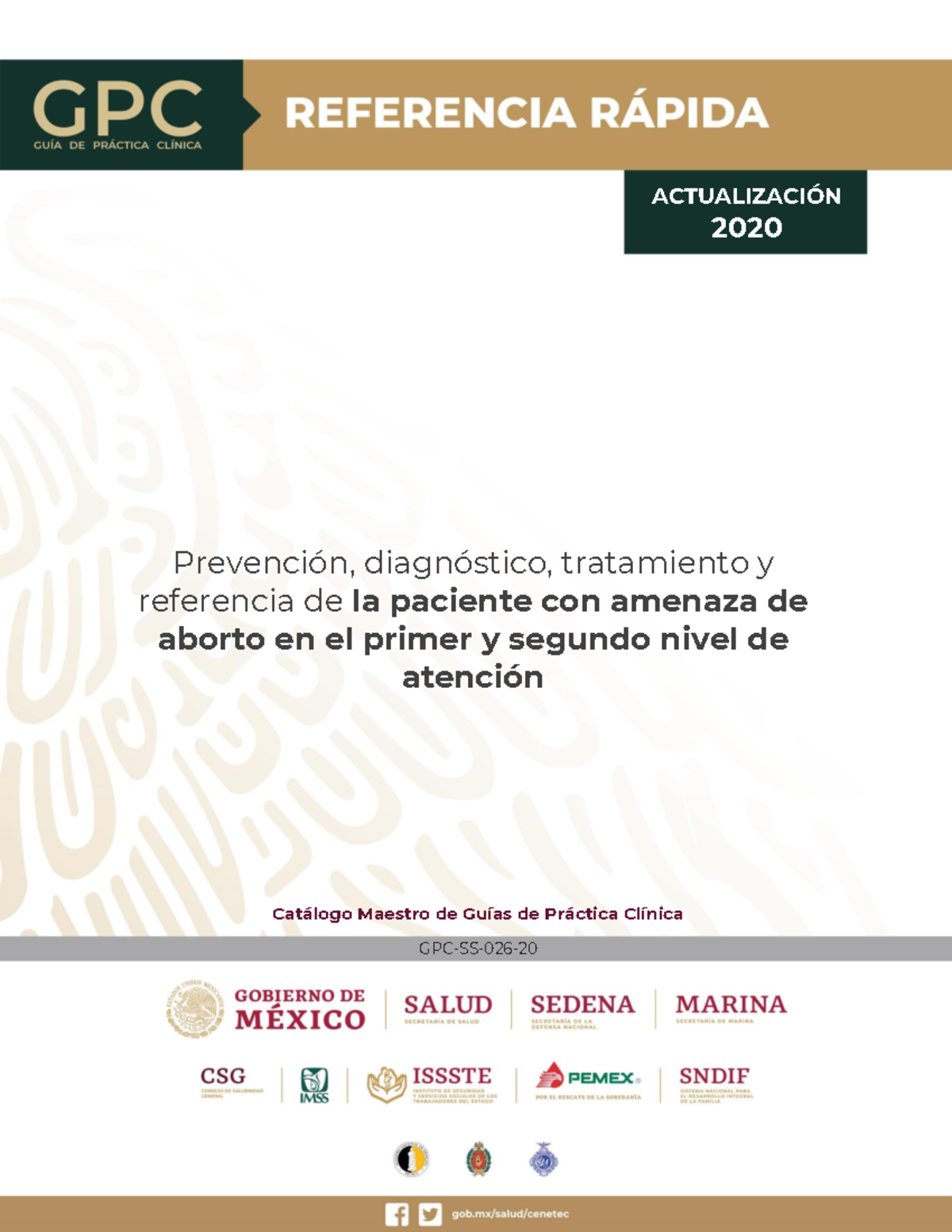 GPC-SS-026-20: Guía Clínica sobre Amenaza de Aborto en Embarazo - Document Preview